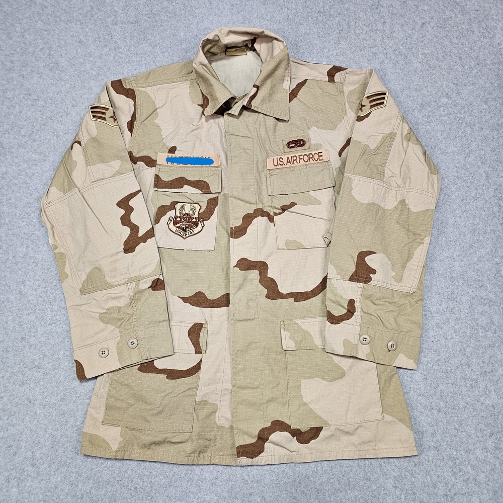 Vtg Military Shirt‎ Mens Medium X Long Coat Desert Tri Camo Pattern Combat 90s